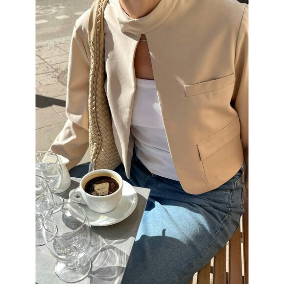 Djerf Avenue Day-to-day Cropped Jacket - S - Cream - Picture 2 of 6